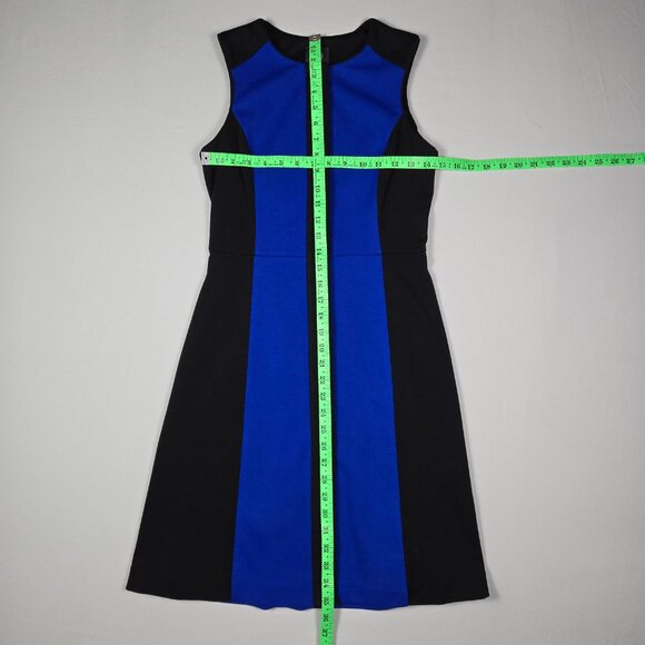 Vince Camuto Blue Black Colorblock Fit & Flare Dress Sz 2 Sleeveless Minimalist - Picture 15 of 15